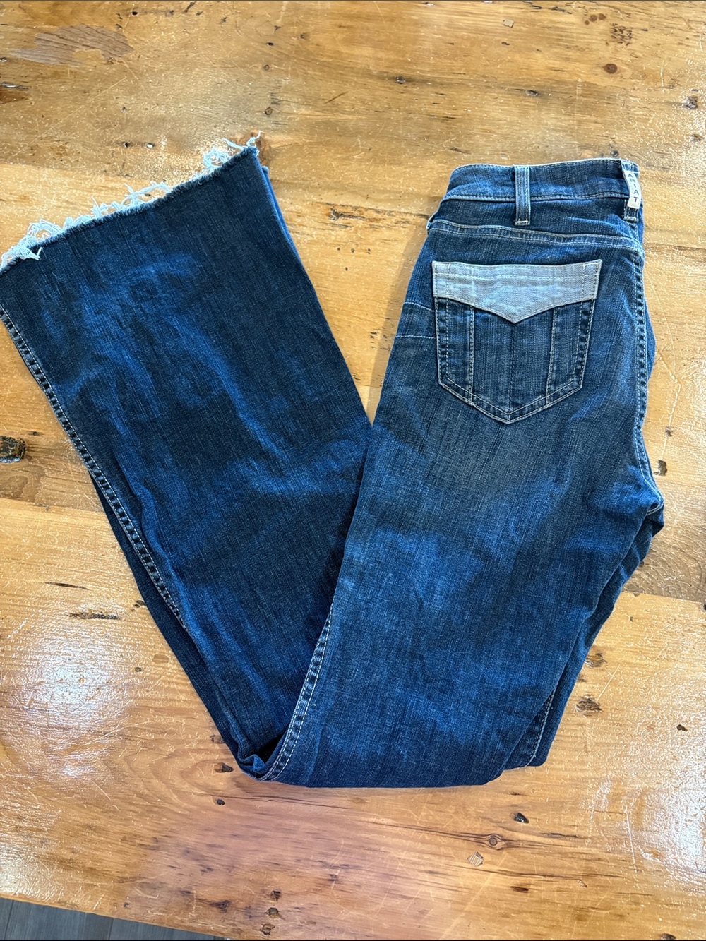 Ariat Indigo Blue Wide-Leg Jeans with Raw Hem